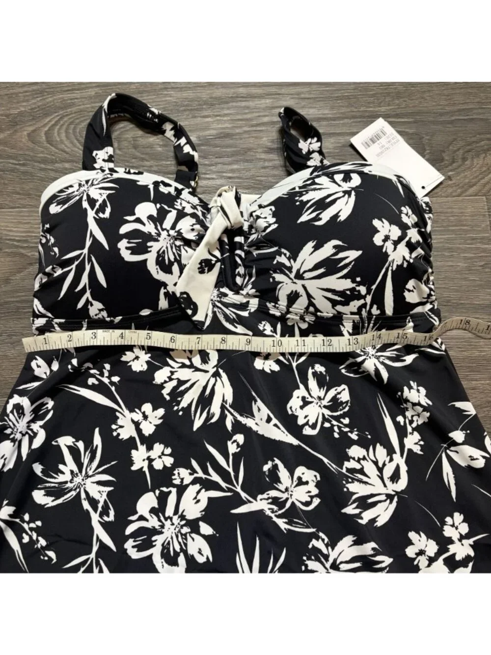 FullFitAll Floral Tankini Swimdress 14 Swim Wear Dress Draped Adjustable NEW